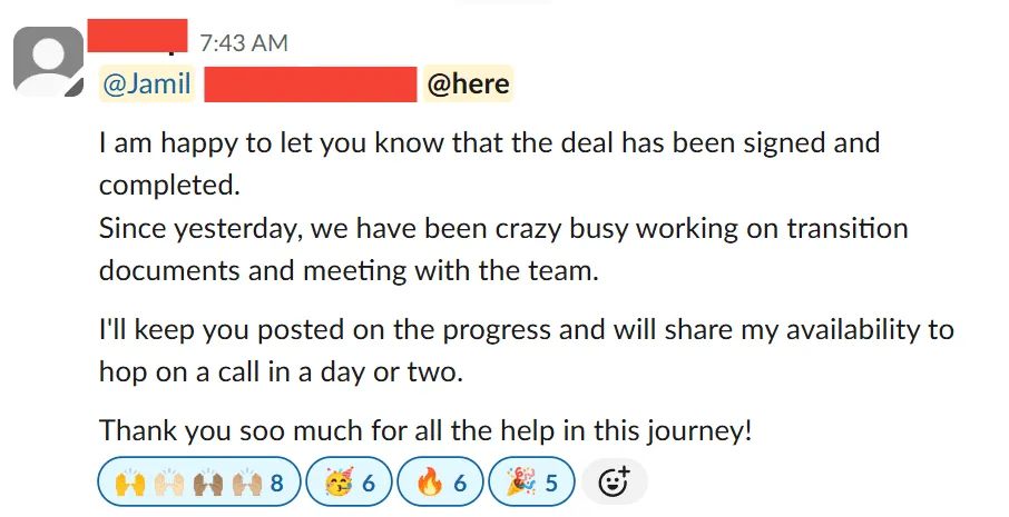 Deal outcome screenshot for: Acquired $1.27M/Year in Cashflow With 80% Seller Finance